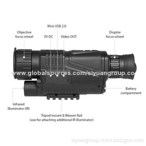 5-megapixel 5 x 40 Monocular Digital Night Vision Binocular, Wide Field of Viewing